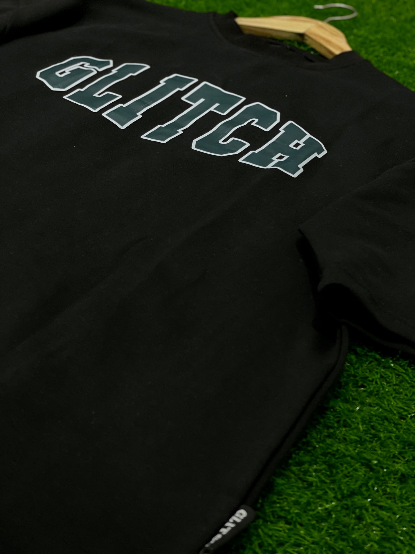 Glitch Printed Black Oversized Tee
