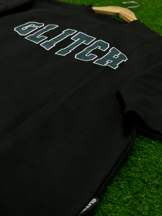 Glitch Printed Black Oversized Tee
