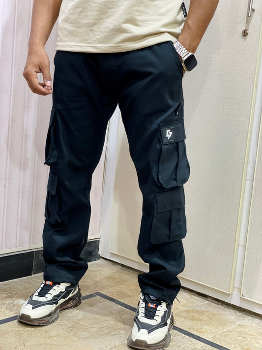 Black 8 Pocket Straight Cargo Pants